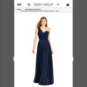 Dessy Midnight Navy | One-Shoulder Draped Chiffon Maxi Dress - Dani